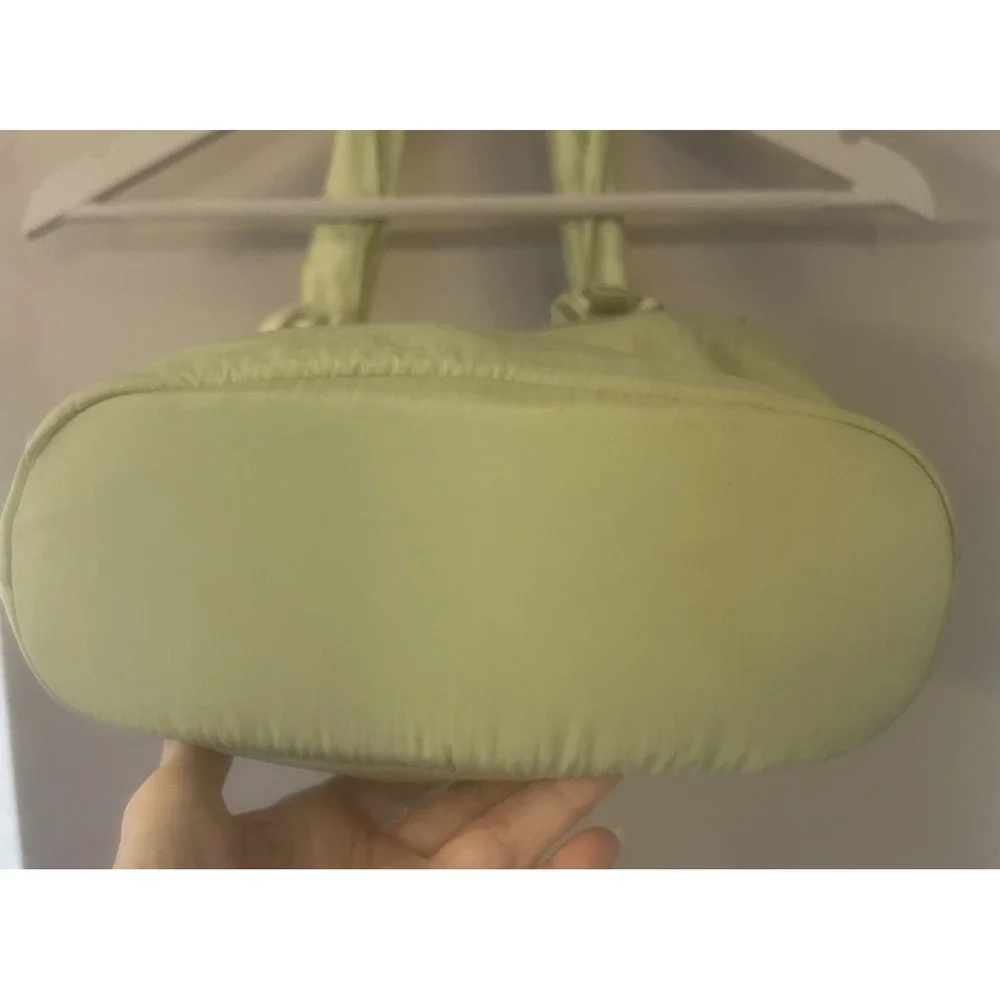 Women's Shoulder Bags Green Shiny Textile Floral Embellishment Ruffles New